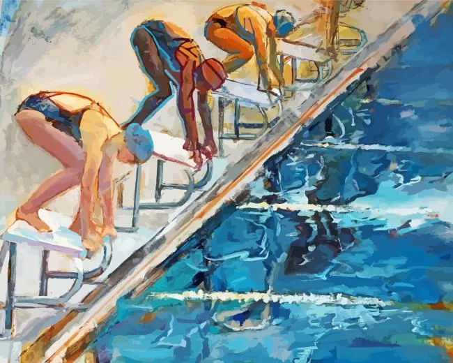 Swimming girls Diamond By Numbers Swimming Girls Diamond Painting