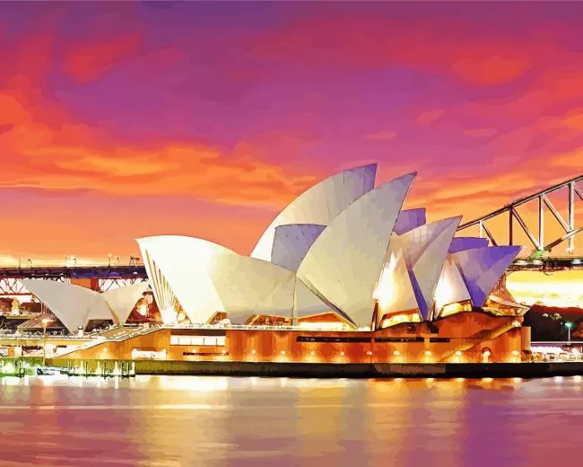 Sydney pink sunset Diamond Paintings Sydney Pink Sunset Diamond Painting