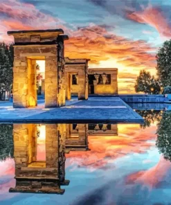 Temple Of Debod Reflection Diamond Painting