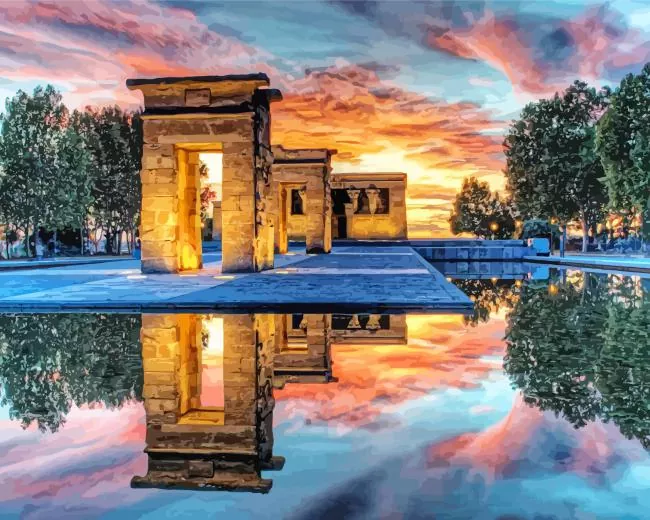 Temple of Debod reflection Diamond Paintings Temple Of Debod Reflection Diamond Painting