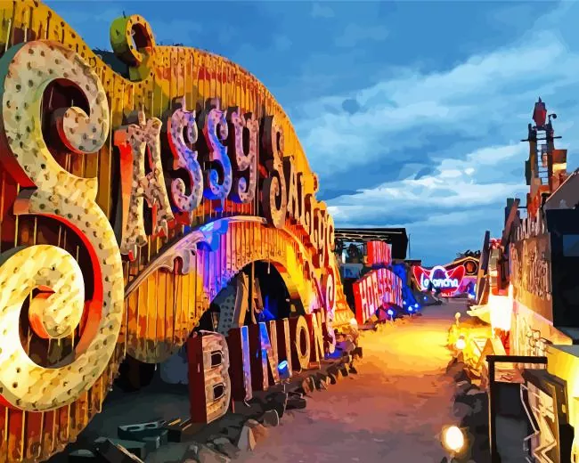 The Neon Museum LasVegas Diamond By Numbers The Neon Museum Las Vegas Art Diamond Painting