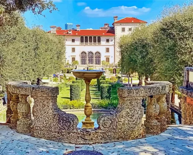 Vizcaya Museum & Gardens art museum Diamond By Numbers Vizcaya Museum & Gardens Art Diamond Painting