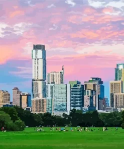 Zilker Metropolitan Park And Purple Sunset Diamond Painting