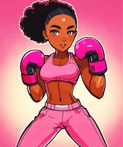 Afro Boxing Girl Diamond Painting