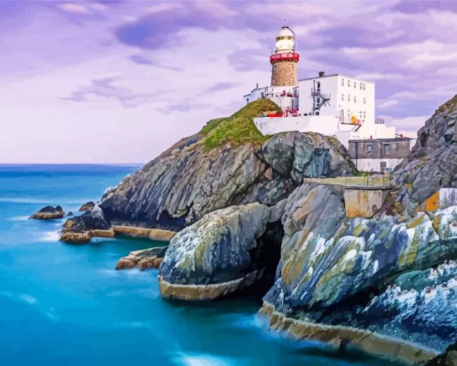baily lighthouse ocean county dublin ireland Diamond By Numbers Baily Lighthouse Ocean County Dublin Ireland Diamond Painting