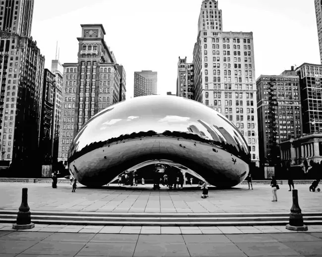 black and white Chicago city Diamond Paintings Black And White Chicago City Diamond Painting