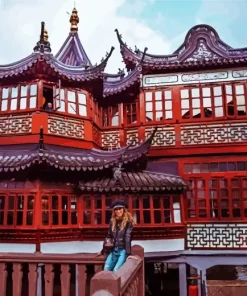 Blonde Girl In Yu Garden Diamond Diamond Painting