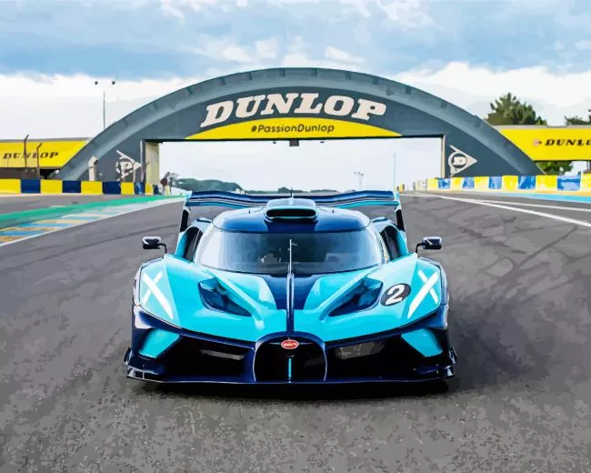 blue racing car Diamond By Numbers Blue Racing Car Diamond Painting