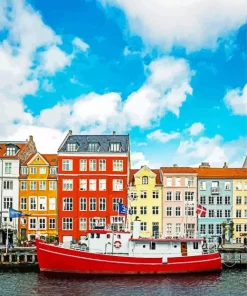 Boat In Copenhagen Harbour Diamond Painting
