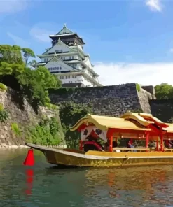 Boat Next To Osaka Castle Diamond Painting
