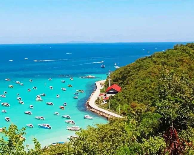 boats in Pattaya beach Diamond Paints Boats in Pattaya Beach Diamond Painting