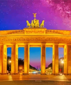 Brandenburg Gate Purple Sky Diamond Painting