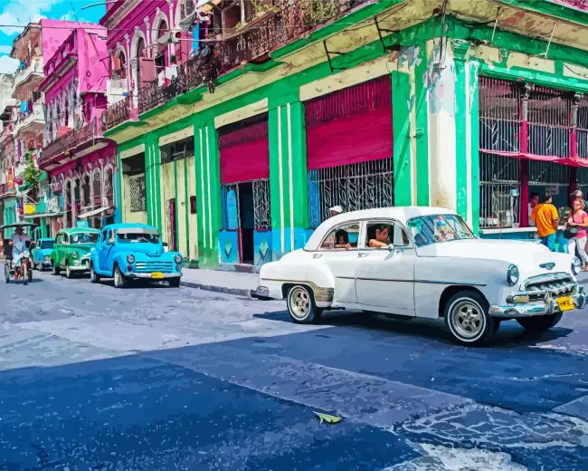 cars in Cuba Diamond By Numbers Cars In Cuba Diamond Painting