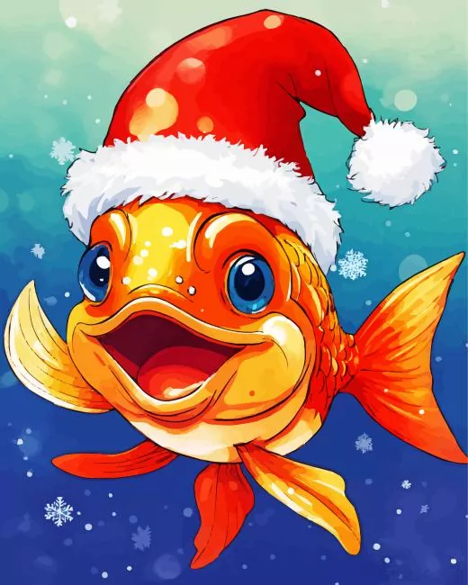 christmas Goldfish Diamond With Numbers Christmas Goldfish Diamond Painting