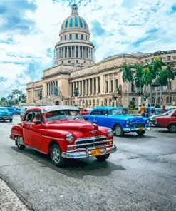 Classic Cars In Cuba City Diamond Painting