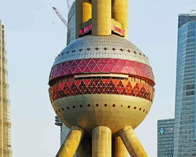 close up Oriental Pearl TV Tower Diamond By Numbers Close Up Oriental Pearl TV Tower Diamond Painting