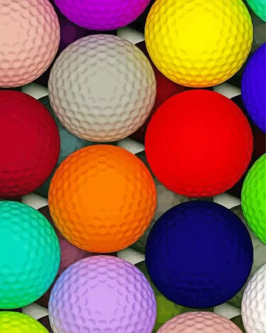 colorful Golf balls Diamond By Numbers Colorful Golf Balls Diamond Painting