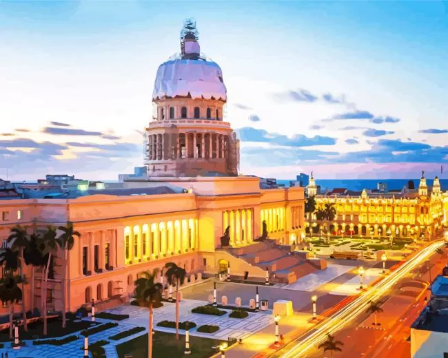 cuba sunset Diamond By Numbers Cuba Sunset Diamond Painting