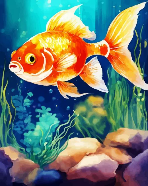 cute Goldfish Diamond With Numbers Cute Goldfish Diamond Painting