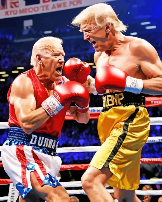 donald trump boxing with joe biden Diamond By Numbers Donald Trump Boxing With Joe Biden Diamond Painting