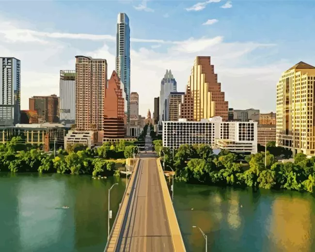 downtown Austin congress bridge Diamond Paints Downtown Austin Congress Bridge Diamond Painting
