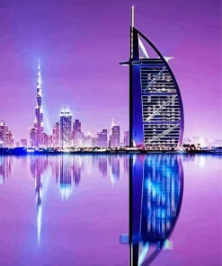 Dubai At Night Reflection Diamond Painting