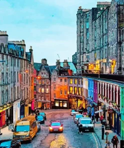 Edinburgh Scotland Dusk Lights Diamond Painting