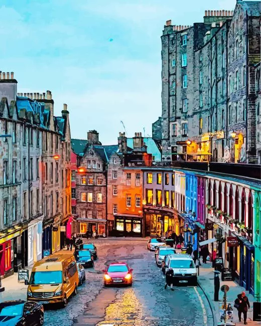 edinburgh scotland dusk lights Diamond By Numbers Edinburgh Scotland Dusk Lights Diamond Painting