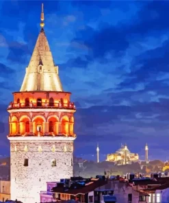 Galata Tower Istanbul Night Diamond Painting