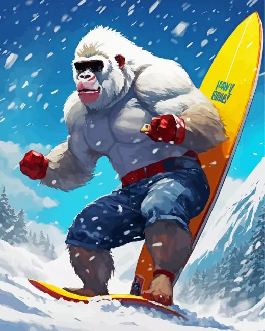 goriilla Snowboarding Diamond Paintings Gorilla Snowboarding Diamond Painting