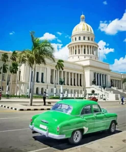 Green Car In Cuba Diamond Painting