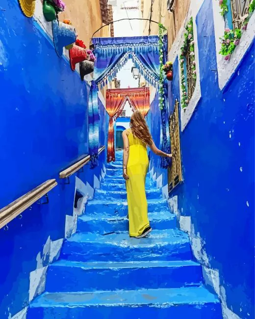 lady in Chefchaouen Diamond By Numbers Lady In Chefchaouen Diamond Painting