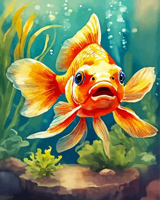 lovely Goldfish Diamond With Numbers Lovely Goldfish Diamond Painting