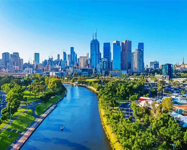 melbourne yarra river Diamond Paints Melbourne Yarra River Diamond Painting