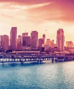 Miami Acosta Bridge City Skyline Diamond Painting