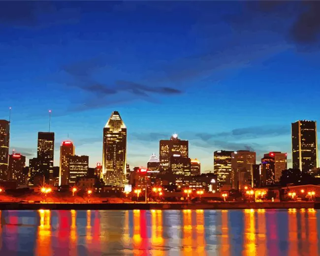 montreal city during nighttime Diamond By Numbers Montreal City During Nighttime Diamond Painting
