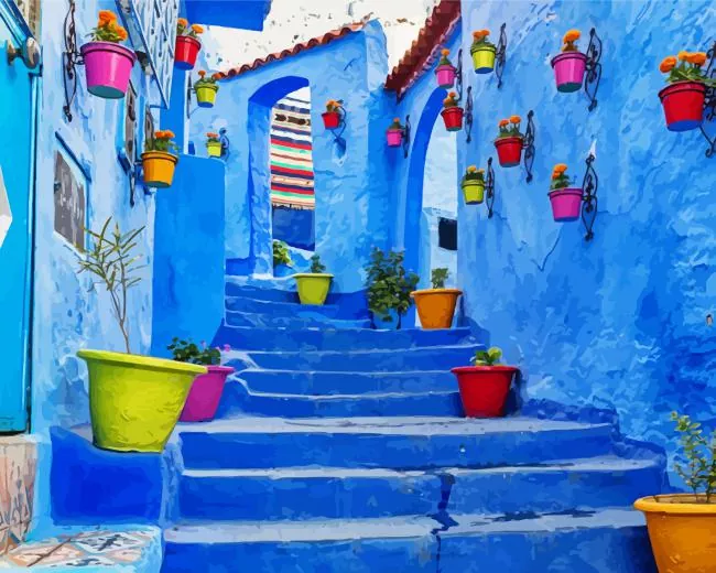 morocco chefchaouen Diamond By Numbers Morocco Chefchaouen Diamond Painting