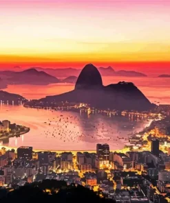 Pink Sunset In Rio de Janeiro Diamond Painting