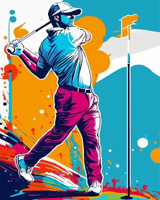 pop art Golfer Diamond By Numbers Pop Art Golfer Diamond Painting