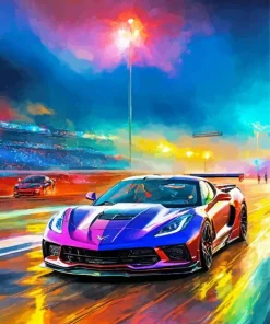 Purple Race Car Diamond Painting