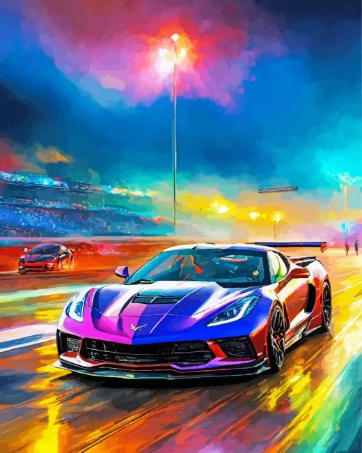 purple race car Diamond By Numbers Purple Race Car Diamond Painting
