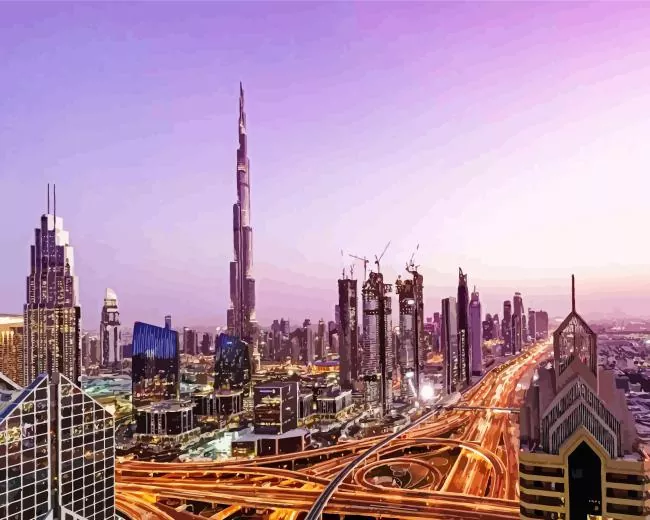 purple sunset in Dubai Diamond Paints Purple Sunset In Dubai Diamond Painting