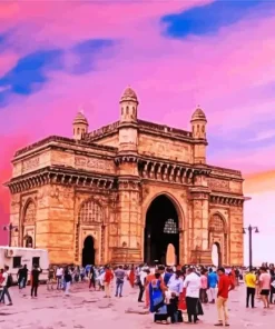 Purple Sunset in Gateway Of India Mumbai Diamond Painting