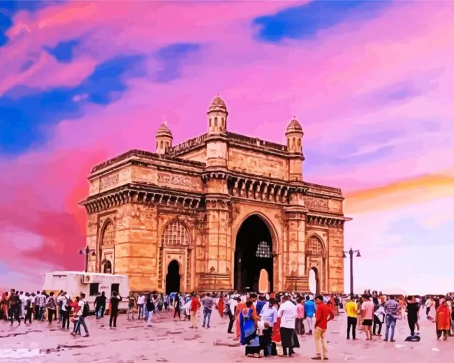 purple sunset in Gateway Of India Mumbai Diamond Paints Purple Sunset in Gateway Of India Mumbai Diamond Painting