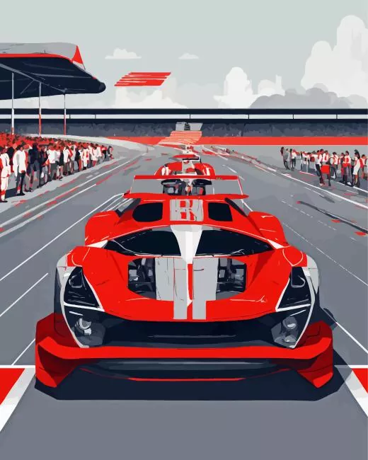 red and grey racing Car Diamond By Numbers Red And Grey Racing Car Diamond Painting