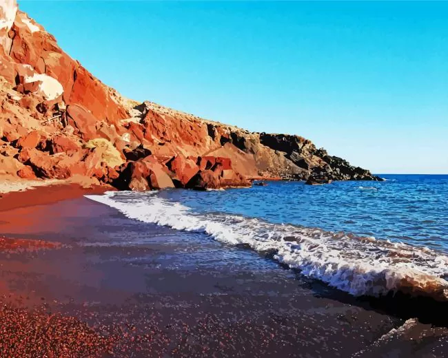 red beach santorini greece Diamond By Numbers Red Beach Santorini Greece Diamond Painting