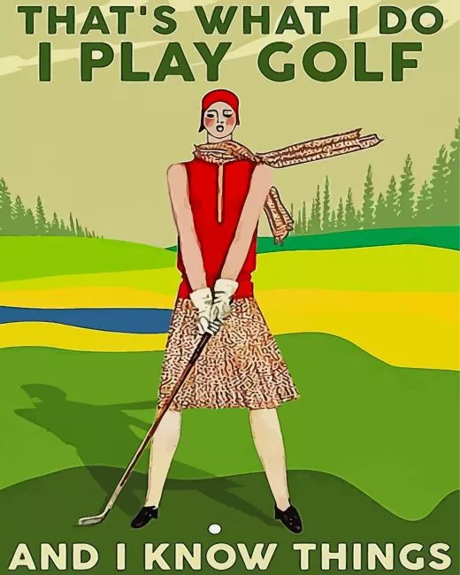 retro Golf lady Diamond By Numbers Retro Golf Lady Diamond Painting