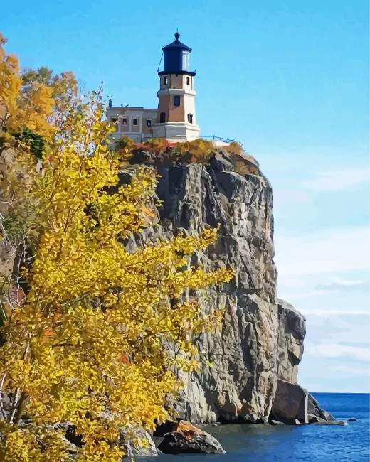split rock lighthouse Diamond By Numbers Split Rock Lighthouse Diamond Painting