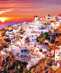 Stunning Santorini Sunset Diamond Painting