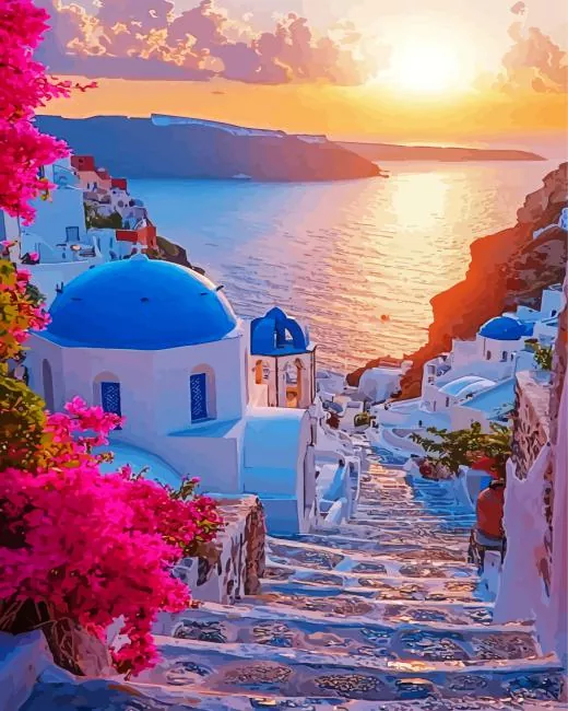 sunrise in Santorini Diamond By Numbers Sunrise In Santorini Diamond Painting